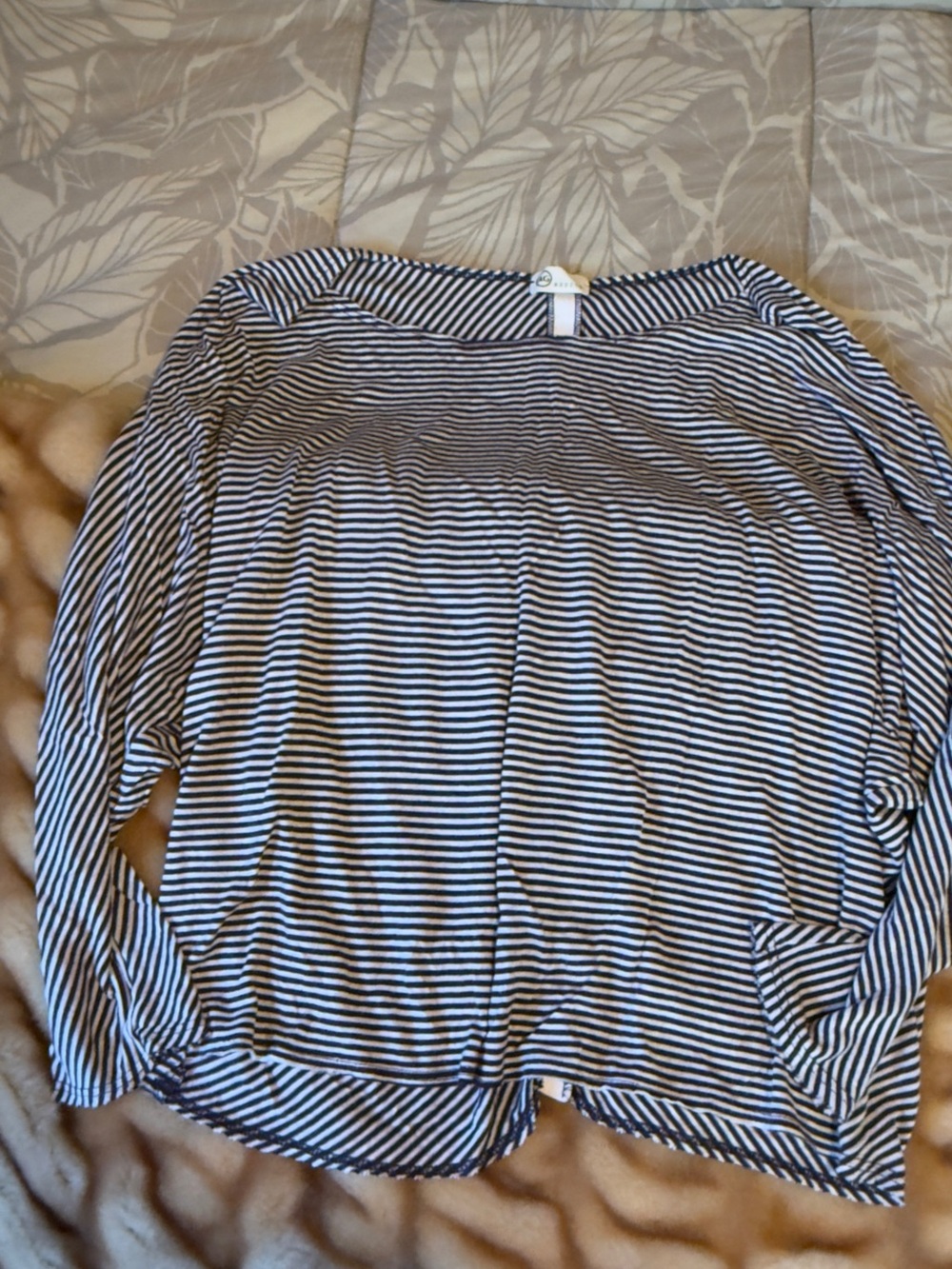 AG Striped Long Sleeve Boatneck Top - navy & white